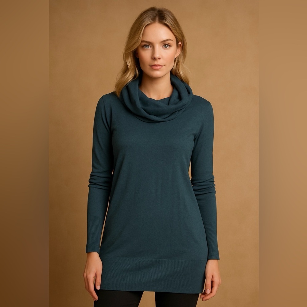 VILA Cowl Neck Long Sleeve Sweater - Deep Teal Size L/XL